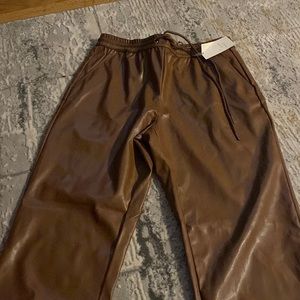 Faux leather joggers